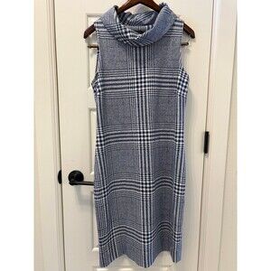 J. McLaughlin Blue Plaid Cowl Neck Sheath Dress Medium